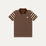 White With Brown Stripes Polo For Men