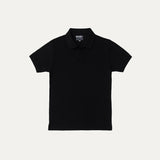 PLAIN BLACK RIBBED FABRIC POLO FOR MEN