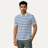 White With Blue Stripes Polo For Men