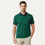 Green With Navy Blue Stripes Polo For Men
