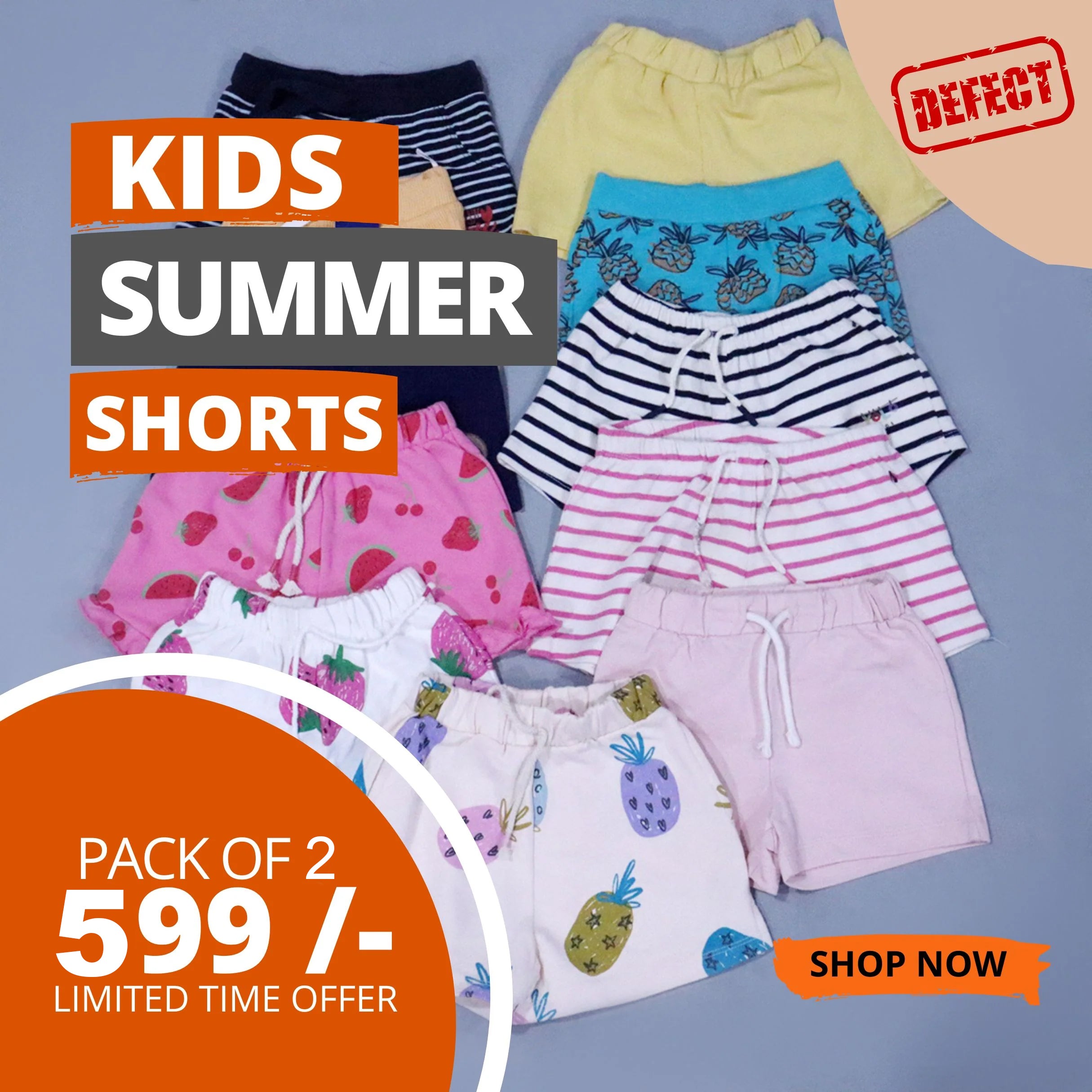 PACK OF 2 SUMMER SHORTS ( MINOR DEFECTED ) Main image