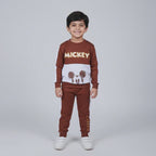 BROWN & GREY "MICKEY" PRINTED TERRY FABRIC WINTER SUIT