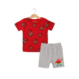 RED WATERMELON WITH GREY SHORTS PRINTED SUIT