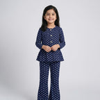 Navy Blue Frock With Trouser Suit For Girls