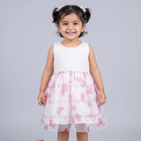White With Pink Hearts Frock For Girls ( Minor Defection 1 Order 1 Frock )