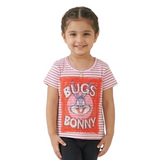 NEW WHITE STRIPES BUGS BUNNY PRINTED HALF SLEEVES T-SHIRT TOP