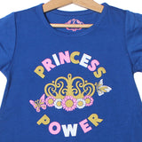 NEW ROYAL BLUE PRINCESS POWER PRINTED T-SHIRT TOP FOR GIRLS