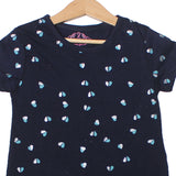 NEW NAVY BLUE LITTLE HEARTS PRINTED T-SHIRT TOP FOR GIRLS