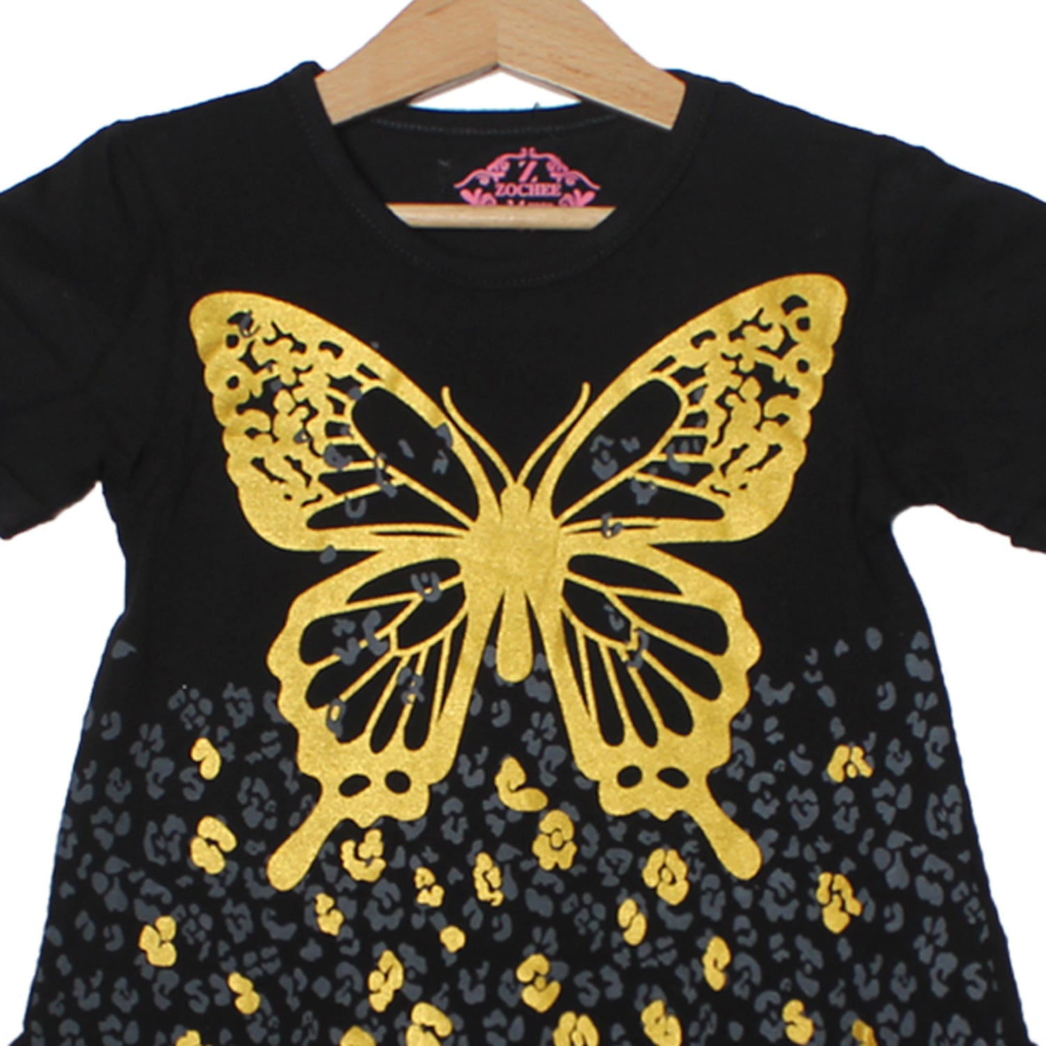 NEW BLACK BUTTERFLY PRINTED T-SHIRT TOP FOR GIRLS