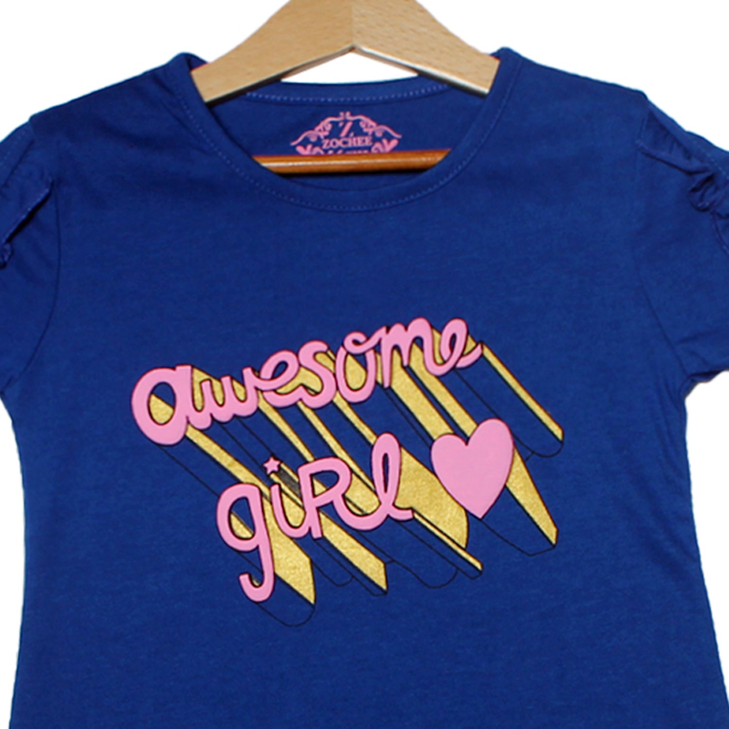 NEW ROYAL BLUE AWESOME GIRL PRINTED T-SHIRT TOP FOR GIRLS Secondary image