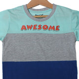 NEW SKY BLUE & GREY AWESOME PRINTED T-SHIRT