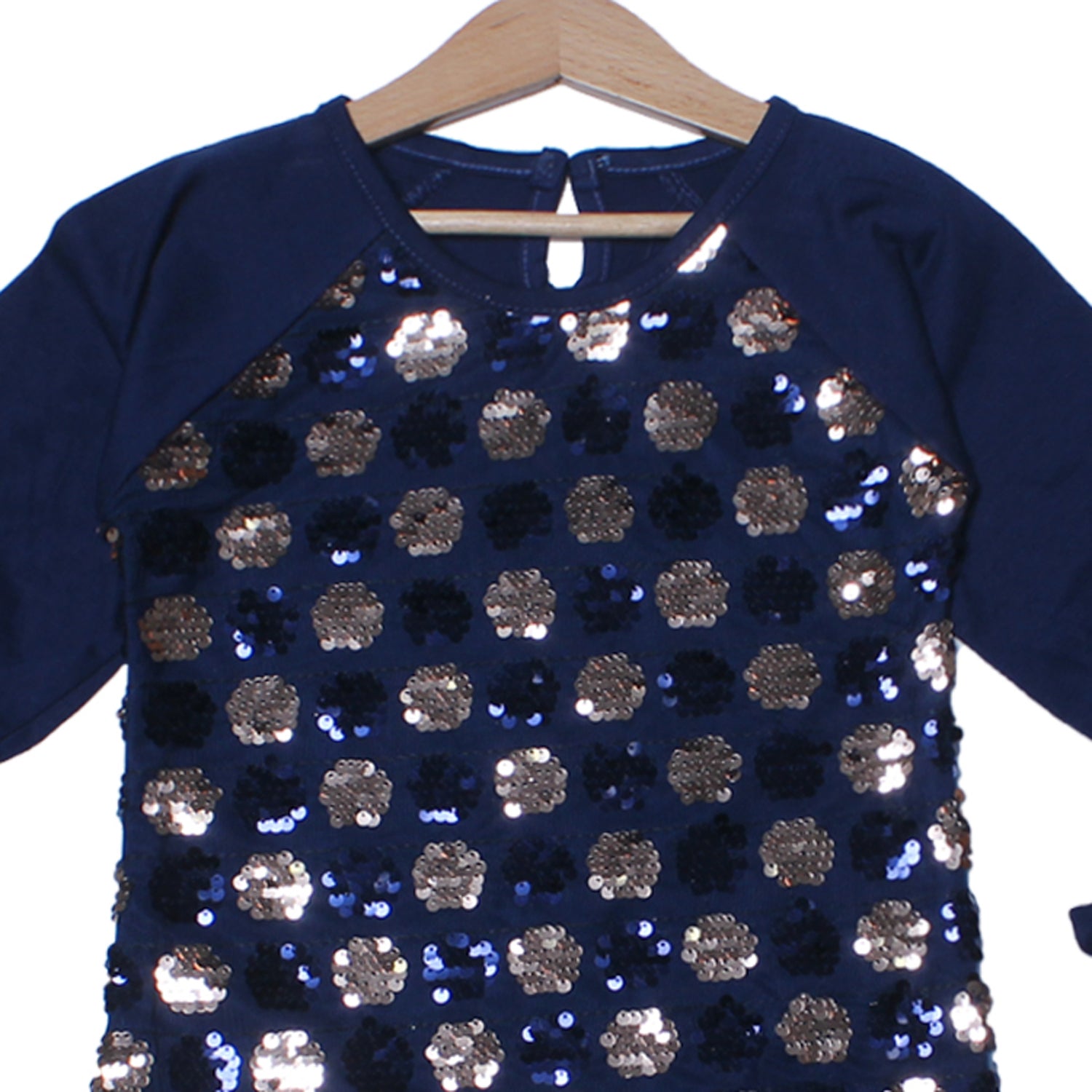 NEW NAVY BLUE WITH SHINING STARS PATCH T-SHIRT TOP FOR GIRLS