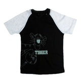 NEW TIGER BLACK WITH WHITE SLEEVES PRINTED HALF SLEEVES T-SHIRT