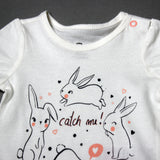 NEW WHITE RABBIT CATCH ME PRINTED ROMPER FOR GIRLS