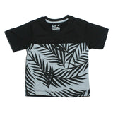 RAW CUTURE BLACK LEAF PRINTED T-SHIRT