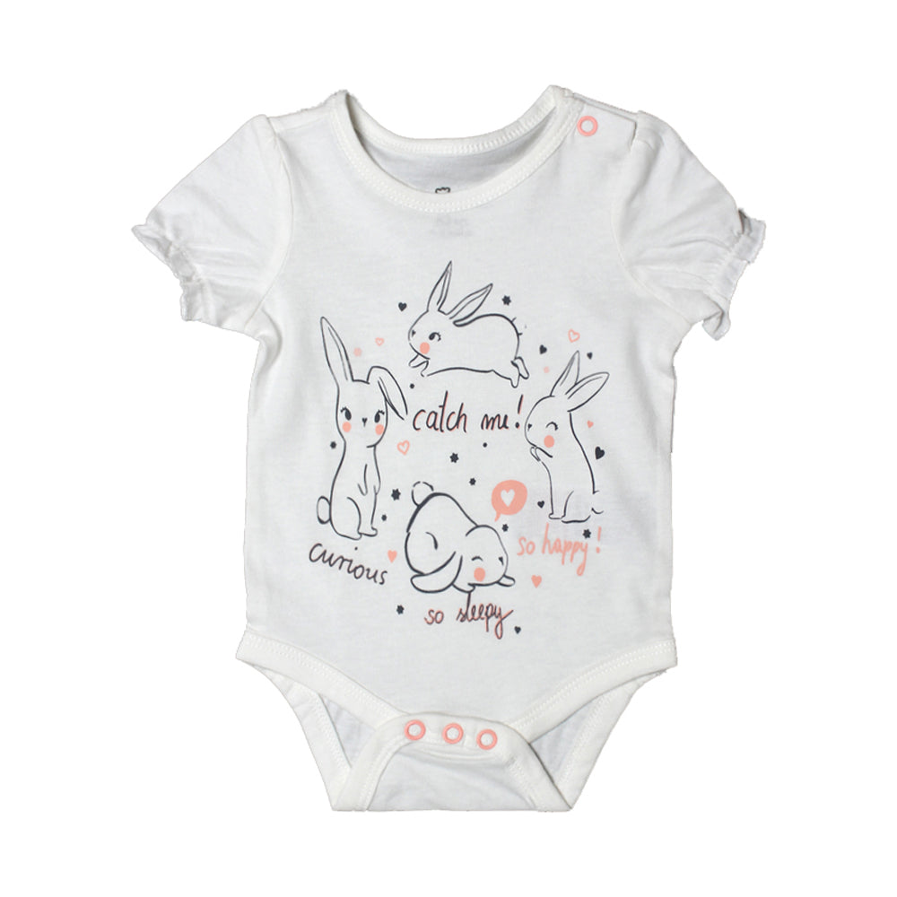 NEW WHITE RABBIT CATCH ME PRINTED ROMPER FOR GIRLS