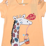 NEW PEACH HI SUMMER GIRAFFE PRINTED HALF SLEEVES T-SHIRT