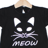 BLACK MEOW CAT PRINTED T-SHIRT TOP