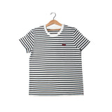 NEW WHITE WITH BLACK SMALL STRIPES T-SHIRT FOR WOMEN