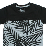 RAW CUTURE BLACK LEAF PRINTED T-SHIRT