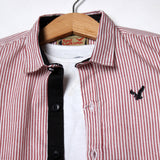 NEW PINK STRIPES FULL SLEEVES CASUAL SHIRT FOR BOYS