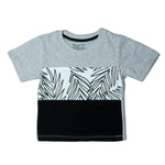Load image into Gallery viewer, BLACK GREY WHITE WITH LEAF PRINTED HALF SLEEVES T-SHIRT - Expo City
