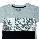 Load image into Gallery viewer, BLACK GREY WHITE WITH LEAF PRINTED HALF SLEEVES T-SHIRT - Expo City
