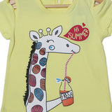 NEW YELLOW HI SUMMER GIRAFFE PRINTED HALF SLEEVES T-SHIRT