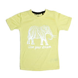 NEW YELLOW LIVE YOUR DREAM PRINTED HALF SLEEVES T-SHIRT