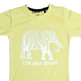 NEW YELLOW LIVE YOUR DREAM PRINTED HALF SLEEVES T-SHIRT