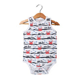 WHITE SEA FUN SLEEVE LESS PRINTED ROMPER FOR BOYS