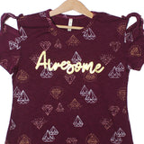 NEW MAROON WITH DIAMOND AWESOME PRINTED T-SHIRT - Expo City