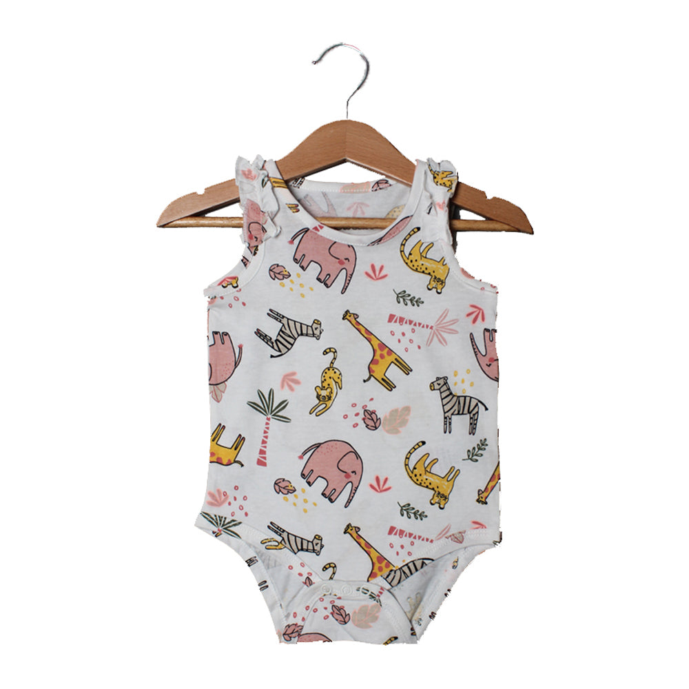 NEW WHITE ANIMALS PRINTED ROMPER FOR GIRLS Main image