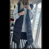 NEW NAVY BLUE SLEEVE LESS PUFFER JACKET WITH HOOD FOR WOMEN