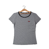 NEW WHITE WITH BLACK STRIPES T-SHIRT FOR WOMEN