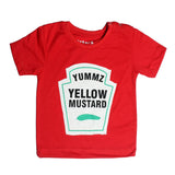 NEW RED YUMMZ MUSTARD PRINTED HALF SLEEVES T-SHIRT