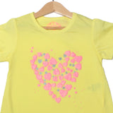 NEW YELLOW HEART PRINTED T-SHIRT TOP FOR GIRLS