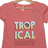 NEW PINK TROPICAL NIGHTS PRINTED T-SHIRT
