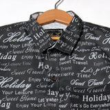 NEW GREY FONTS HALF SLEEVES WITH POCKET CASUAL SHIRT FOR BOYS