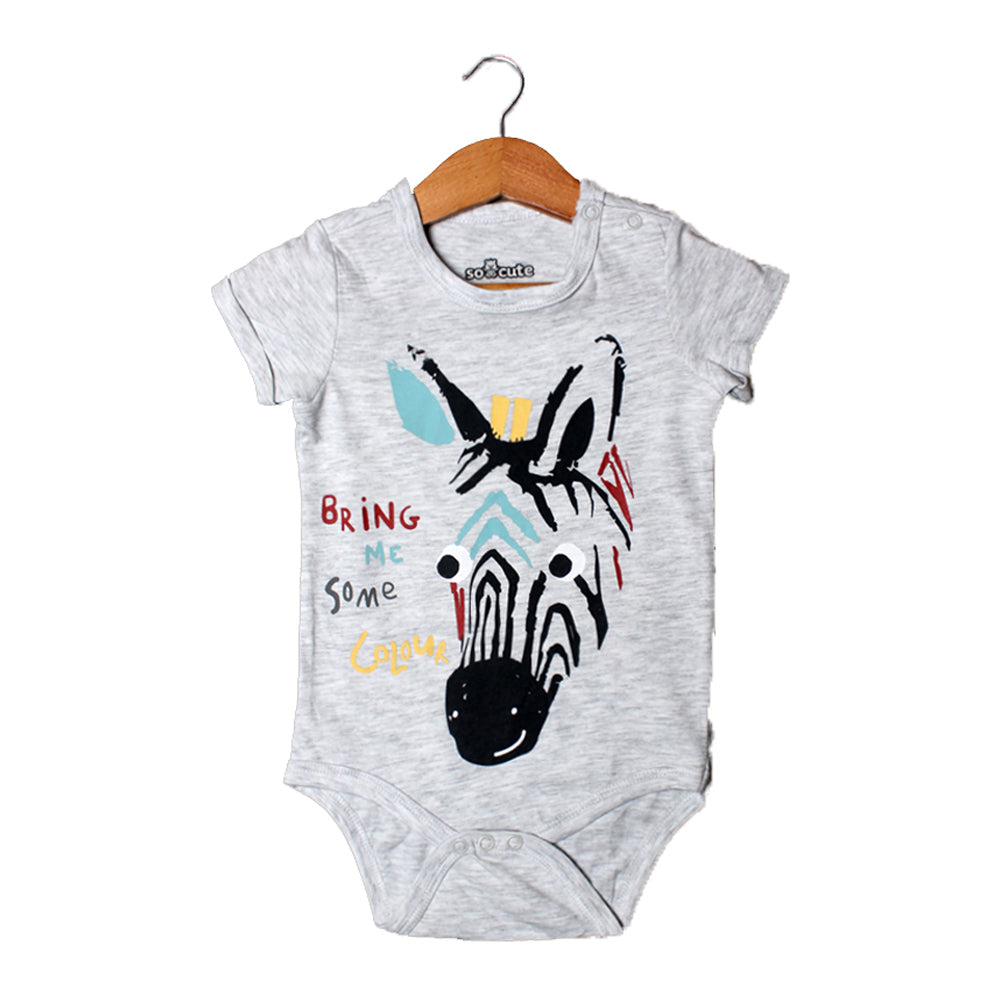 NEW GREY ZEBRA FACE PRINTED ROMPER FOR BOYS Secondary image