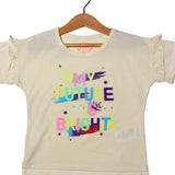 NEW CREAM MY FUTURE IS BRIGHT PRINTED T-SHIRT TOP FOR GIRLS