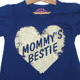 NEW ROYAL BLUE MOMMY'S BESTIE HEART PRINTED T-SHIRT TOP FOR GIRLS