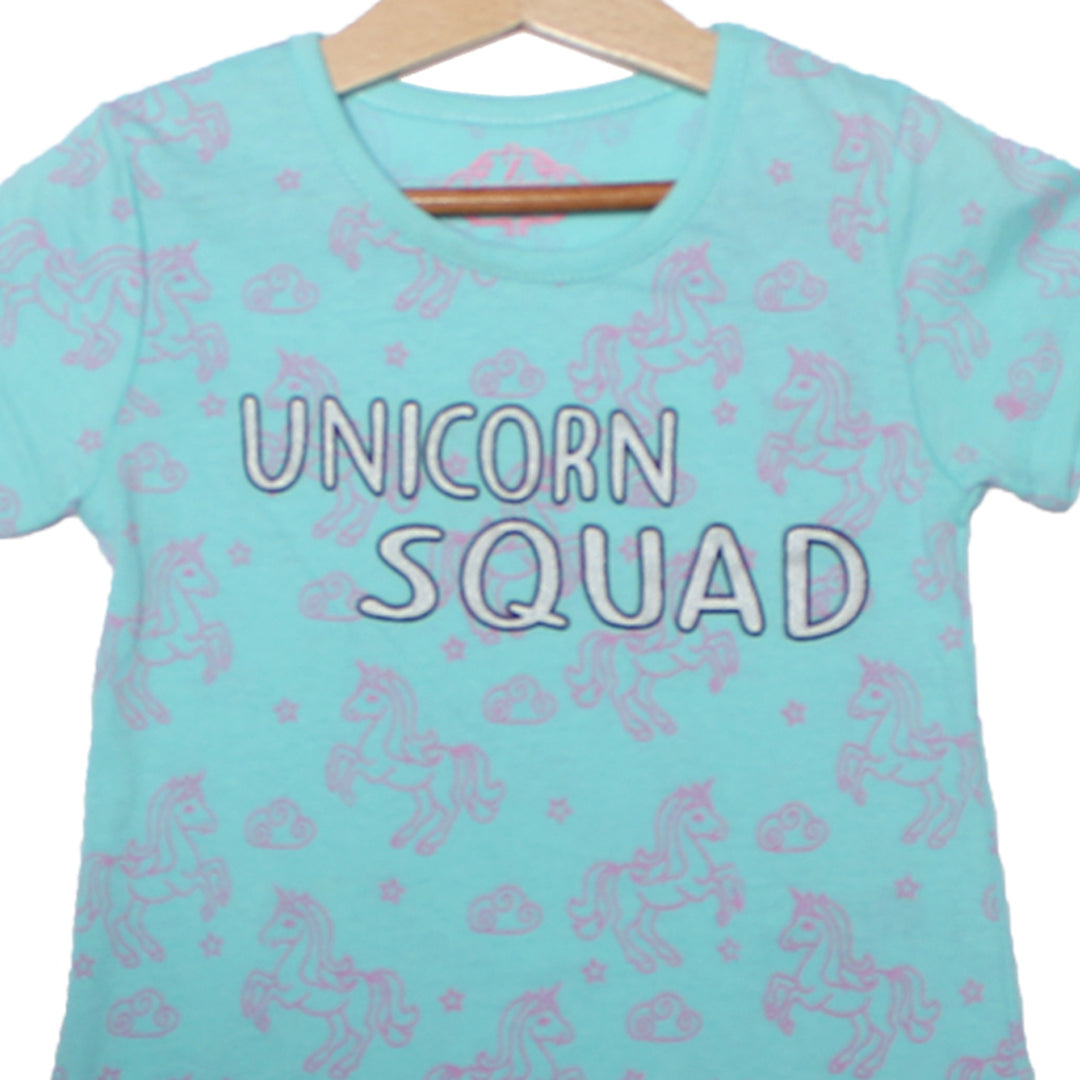 NEW SKY BLUE UNICORN SQUAD PRINTED T-SHIRT TOP FOR GIRLS