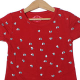 NEW RED LITTLE HEARTS PRINTED T-SHIRT TOP FOR GIRLS