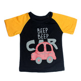 Yellow & Black Beep Beep Car printed T-shirt for Boys