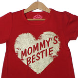 NEW RED MOMMY'S BESTIE PRINTED T-SHIRT TOP FOR GIRLS