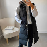 NEW NAVY BLUE SLEEVE LESS PUFFER JACKET WITH HOOD FOR WOMEN