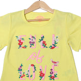 NEW YELLOW FULL OF LOVE PRINTED T-SHIRT TOP FOR GIRLS
