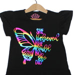 Load image into Gallery viewer, NEW BLACK BUTTERFLY PRINTED T-SHIRT TOP FOR GIRLS
