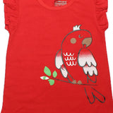 RED PARROT PRINTED T-SHIRT FOR GIRLS